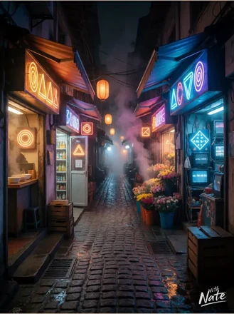 Neon Tokyo Alley - a downloadable art print