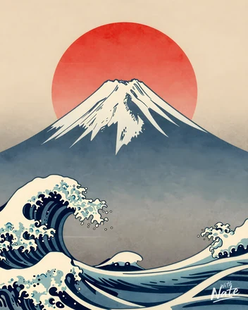 Ukiyoe Fuji - a downloadable art print