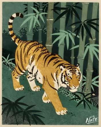 Woodblock Tiger - a downloadable art print